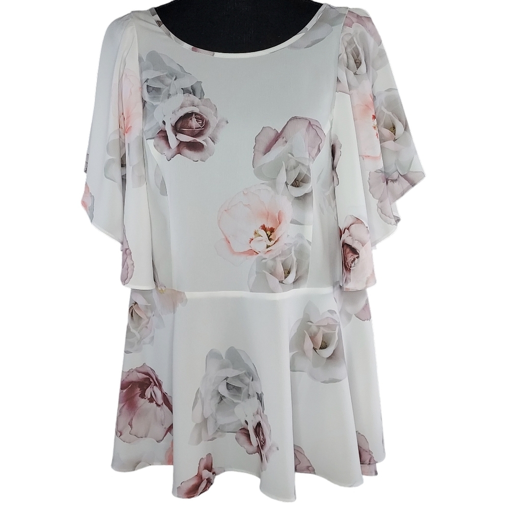 City Chic Women's Size Small / Junior 16 Floral Satiny Boho Tunic